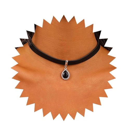 Cimenexe Böhmische Leder Tropfen Kristall Choker Halskette Schwarz Cz Oval Anhänger Halskette Schwarz Leder Halskette Tropfen Strass Onyx Halskette Schmuck Für Frauen Und Mädchen Geschenke von Cimenexe