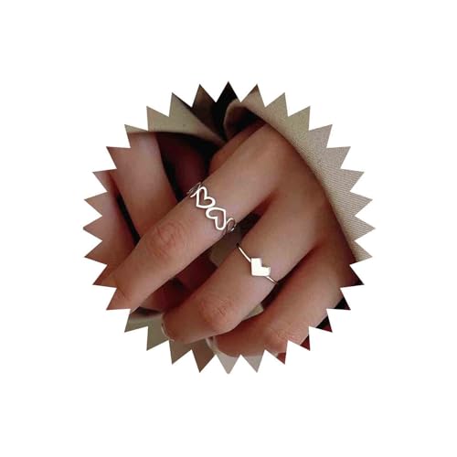Cimenexe Böhmische Liebe Herz Ringe Vintage Hohlen Herz Fingerringe Silber Offenes Knöchel Ring Versprechen Ringe Schmuck Für Frauen Und Mädchen Geschenke Freundschaft von Cimenexe
