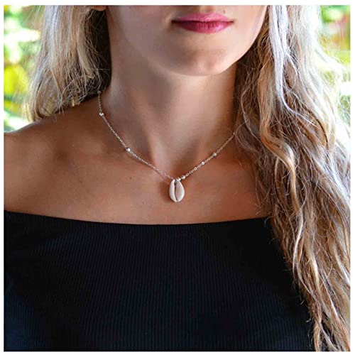 Cimenexe Böhmische Muschel Anhänger Halskette Cowrie Choker Halskette Kette Silber Station Kette Halskette Einstellbar Muschel Halskette Schmuck Für Frauen Und Mädchen Geschenke von Cimenexe