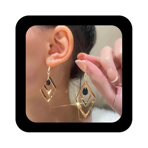 Cimenexe Böhmische Onyx Kristall Ohrringe Gold Hohl Rhombus Quadrat Ohrring Schwarz Cz Quadrat Ohrring Strass Onyx Geometrische Haken Ohrringe Schmuck Für Frauen von Cimenexe