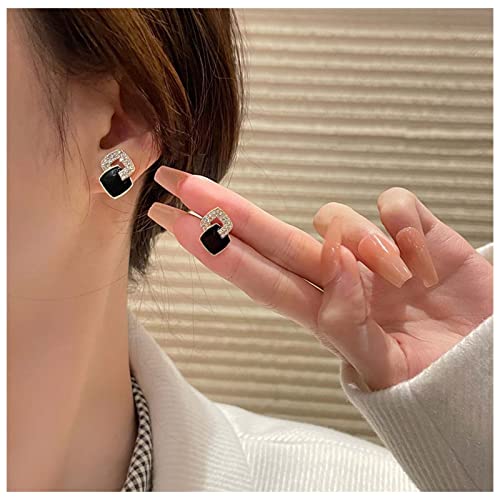 Cimenexe Böhmische Onyx Kristall Ohrstecker Schwarz Cz Quadratisch Kristall Ohrringe Gepflastert Cz Hohl Quadratisch Ohrringe Strass Doppelt Quadratisch Ohrstecker Schmuck Für Frauen Und Mädchen von Cimenexe