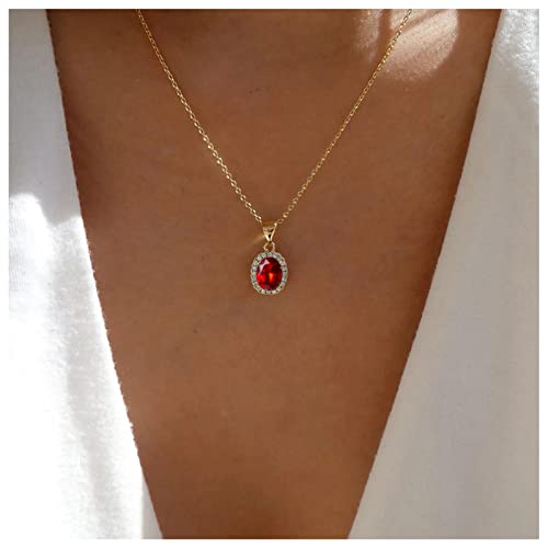 Cimenexe Böhmische Ovale Rubin Kristall Anhänger Halskette Roter Rubin Choker Halskette Roter Strass Halskette Roter Cz Kragen Halskette Schmuck Für Frauen Und Mädchen Geschenke von Cimenexe