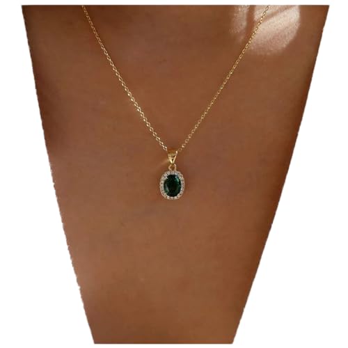 Cimenexe Böhmische Ovale Smaragd Kristall Anhänger Halskette Grüner Smaragd Choker Halskette Grüner Smaragd Halskette Grüner Strass Halskette Schmuck Für Frauen Und Mädchen Geschenke von Cimenexe