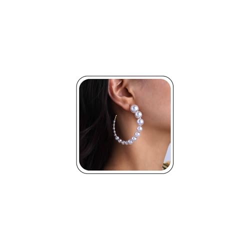 Cimenexe Böhmische Perle Kreis Baumeln Ohrringe Gold C Form Reif Ohrringe Runde Perle Perle Ohrstecker Minimalistische Perle Kreis Ohrringe Schmuck Für Frauen Geschenke von Cimenexe