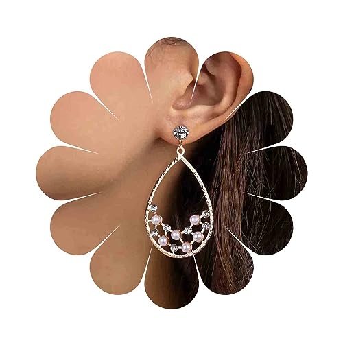 Cimenexe Böhmische Perle Kristall Kreis Baumeln Ohrringe Gold Hohl Träne Ohrringe Oval Cluster Cz Baumeln Ohrringe Übertrieben Oval Reifen Ohrringe Schmuck Für Frauen Und Mädchen Geschenke von Cimenexe