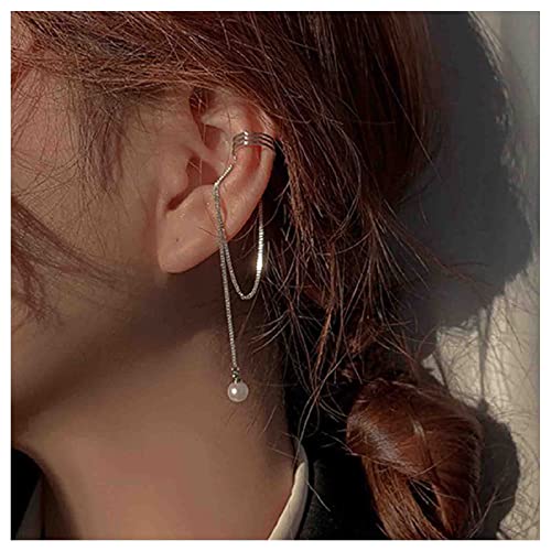 Cimenexe Böhmische Perle Quaste Tropfen Ohrringe Perle Kette Manschette Ohrringe Perle Quaste Kette Ohrringe Kein Piercing Perle Ohrringe Tropfen Ohrring Schmuck Für Frauen Und Jugendliche Mädchen von Cimenexe