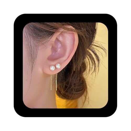 Cimenexe Böhmische Perlen Ohrringe Gold Perlen Quaste Kette Ohrring Runde Perle Tropfen Ohrring Kleine Perle Einfädler Kette Ohrringe Schmuck Für Frauen von Cimenexe