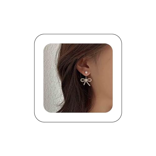 Cimenexe Böhmische Perlen Schleife Jacke Ohrringe Gold Perle Ohrstecker Ohrringe Kleine Perle Schleife Ohrringe Minimalistische Perle Schleife Ohrringe Schmuck Für Frauen Und Mädchen Geschenke von Cimenexe