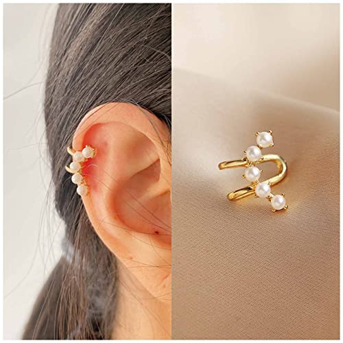 Cimenexe Böhmische Perlenmanschette Ohrringe Ohrknorpel Manschette Wrap Ohrringe Gold Perlenmanschette Ohrringe Minimal Clip Wrap Ohrringe Kein Piercing Ohrring Schmuck Für Frauen Und Mädchen von Cimenexe