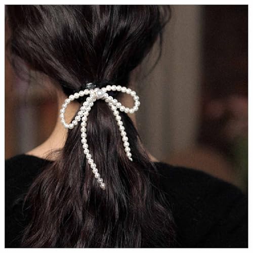 Cimenexe Böhmische Perlenschleife Haarspangen Weiße Perle Fliege Haar Perlenschleife Haarspange Barrette Große Perlenschleife Haarspange Perlenschleife Kopfstück Haarschmuck Für Frauen von Cimenexe