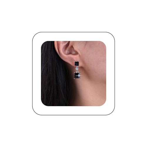 Cimenexe Böhmische Quadratische Onyx Ohrringe Silber Kreis Cz Tropfen Ohrringe Schwarz Strass Geometrische Ohrstecker Onyx Kristall Quadrat Kreis Ohrringe Schmuck Für Frauen Und Mädchen Geschenke von Cimenexe