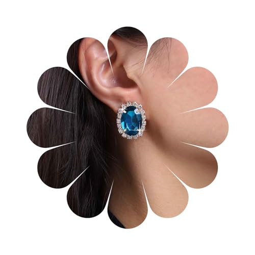 Cimenexe Böhmische Saphir-Kristall-Ohrringe Blauer Saphir Ovale Ohrringe Saphir Strass-Ohrstecker Retro Cz Edelstein-Ohrringe Schmuck Für Frauen Und Mädchen Geschenke von Cimenexe