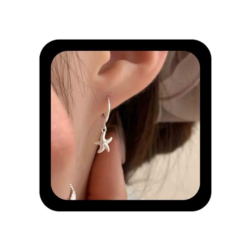 Cimenexe Böhmische Seestern Baumeln Ohrringe Silber Metall Seestern Tropfen Ohrring Kleine Seestern Kreis Ohrring Minimalistischen Meeresleben Ohrringe Schmuck Für Frauen von Cimenexe