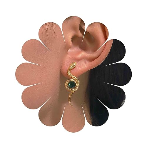 Cimenexe Böhmische Smaragdgrüne Schlangenohrringe Gold Strukturierte Schlangenohrringe Smaragdgrüne Schlangenohrringe Gothic Schlangenohrringe Schmuck Für Frauen Und Mädchen Geschenke von Cimenexe