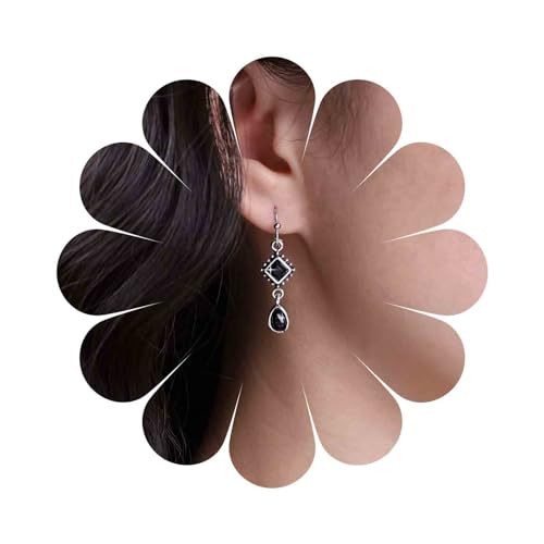 Cimenexe Böhmische Tropfen Onyx Ohrringe Silberne Quadratische Onyx Tropfen Ohrringe Kleine Geometrische Haken Ohrringe Minimalistische Schwarze Edelstein Ohrringe Schmuck Für Frauen Und Mädchen von Cimenexe