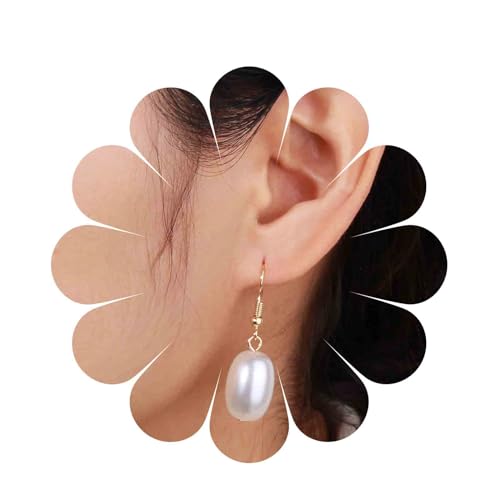 Cimenexe Böhmische Tropfen Perlen Ohrringe Gold Oval Perle Haken Ohrringe Weiße Perle Ohrringe Kleine Perle Ohrringe Schmuck Für Frauen Und Mädchen Geschenke von Cimenexe