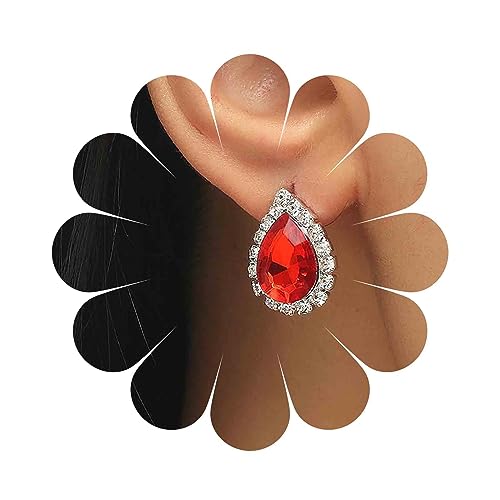 Cimenexe Böhmische Tropfen Rubin Kristall Ohrringe Rote Rubin Ohrringe Wassertropfen Rote Ohrringe Rote Cz Ohrstecker Schmuck Für Frauen Und Mädchen Geschenke von Cimenexe