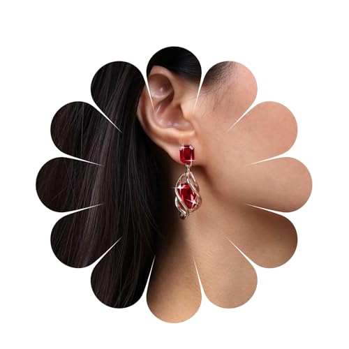 Cimenexe Böhmische Unendlichkeit Rubin Ohrringe Rubin Kristall Tropfen Ohrringe Rot Kristall Ohrstecker Rubin Cz Quadrat Ohrringe Schmuck Für Frauen Und Mädchen Geschenke von Cimenexe