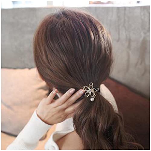 Cimenexe Böhmische hohle Blumen-Haargummis, silberfarbene Perlen, Haarschmuck, Haarschmuck für Frauen und Mädchen (Silber) von Cimenexe