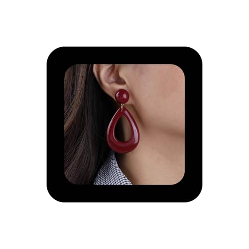 Cimenexe Böhmischen Acryl Träne Ohrringe Rot Emaille Hohle Träne Ohrring Runden Acryl Geometrische Ohrstecker Übertrieben Wassertropfen Baumeln Ohrringe Schmuck Für Frauen von Cimenexe