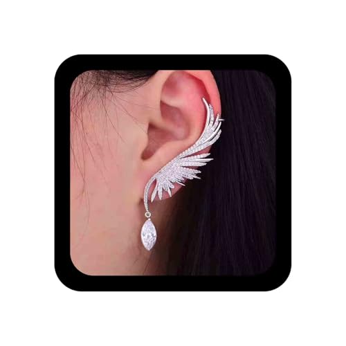 Cimenexe Böhmischen Cz Engel Flügel Ohr Kletterer Ohrringe Kristall Baumeln Ohr Manschette Ohrringe Silber Gepflastert Cz Kletterer Ohrring Feder Ohr Crawler Ohrring Schmuck Für Frauen Und Mädchen von Cimenexe