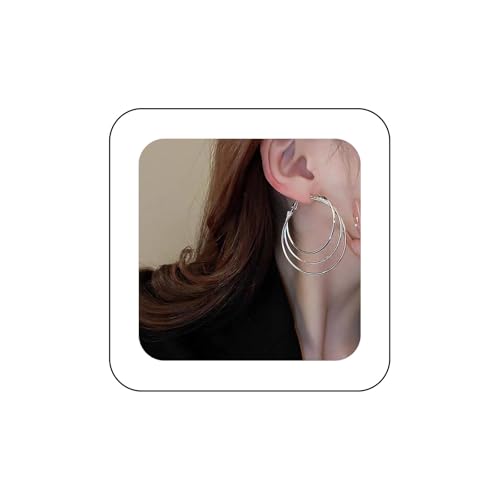 Cimenexe Böhmischen Geschichteten Kreis Baumeln Ohrringe Silber Hohlen Reifen Tropfen Ohrringe Punk Metall Geometrischen Kreis Ohrringe Übertrieben Kreis Reifen Ohrringe Schmuck Für Frauen von Cimenexe