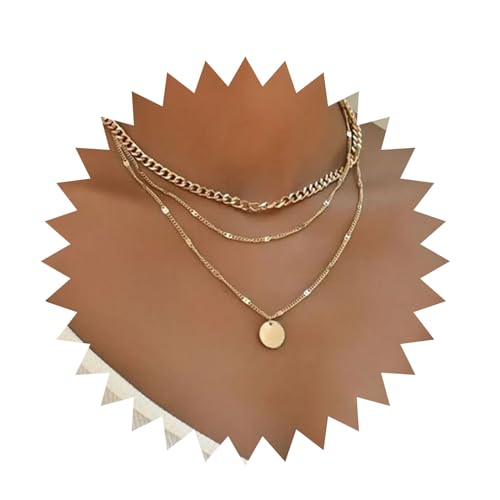 Cimenexe Böhmischen Geschichteten Münze Choker Halskette Kreis Scheibe Anhänger Halskette Gold Kubanischen Kandare Link Kette Halskette Runde Münze Spitze Kette Halskette Schmuck Für Frauen Und von Cimenexe