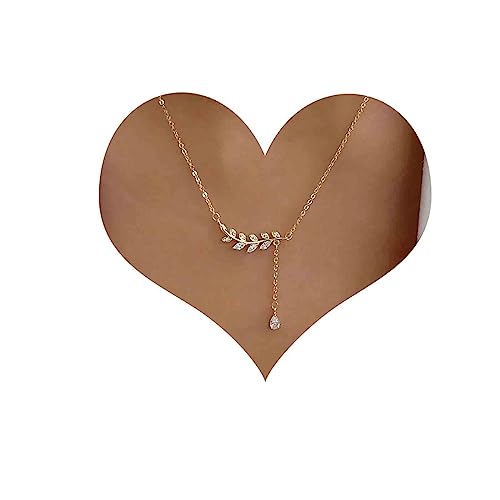 Cimenexe Böhmischen Kristall Blatt Anhänger Halskette Gold Cz Teardrop Y Halskette Cz Y Tropfen Halskette Blatt Pflanze Choker Halskette Strass Y Lariat Kette Halskette Schmuck Für Frauen Und Mädchen von Cimenexe