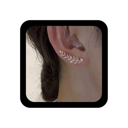 Cimenexe Böhmischen Kristall Blatt Kletterer Ohrringe Gold Cz Blatt Ohr Crawler Ohrring Gepflastert Blätter Kletterer Ohrring Winzigen Strass Blätter Ohrstecker Schmuck Für Frauen von Cimenexe