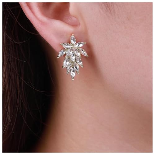 Cimenexe Böhmischen Kristall Blatt Ohrstecker Ohrringe Gold Blatt Pflanze Ohrringe Winzige Cz Blatt Ohrringe Cluster Blatt Cz Ohrringe Strass Blatt Botanischen Ohrringe Schmuck Für Frauen Und Mädchen von Cimenexe