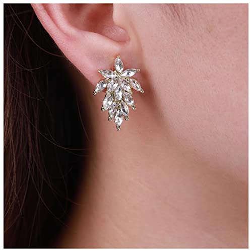 Cimenexe Böhmischen Kristall Blatt Ohrstecker Ohrringe Gold Blatt Pflanze Ohrringe Winzige Cz Blatt Ohrringe Cluster Blatt Cz Ohrringe Strass Blatt Botanischen Ohrringe Schmuck Für Frauen Und Mädchen von Cimenexe