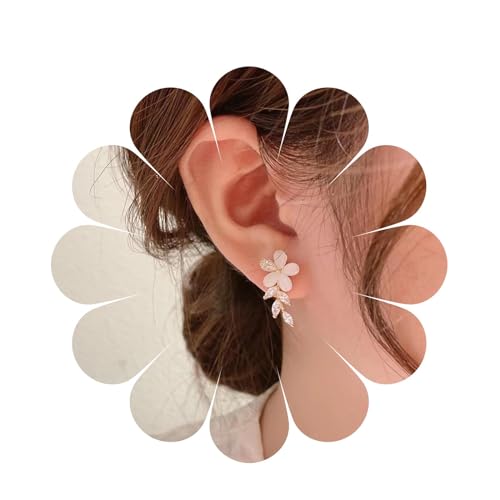 Cimenexe Böhmischen Kristall Blume Blatt Ohrringe Gold Opal Blume Ohrringe Strass Gepflastert Blatt Ohrstecker Cz Mondstein Blume Ohrringe Schmuck Für Frauen Und Mädchen Geschenke von Cimenexe