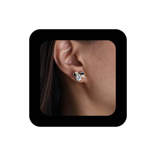 Cimenexe Böhmischen Kristall Bogen Ohrringe Schwarz Emaille Fliege Ohrring Rund Cz Kreis Baumeln Ohrring Gold Strass Punkt Tropfen Ohrringe Schmuck Für Frauen von Cimenexe