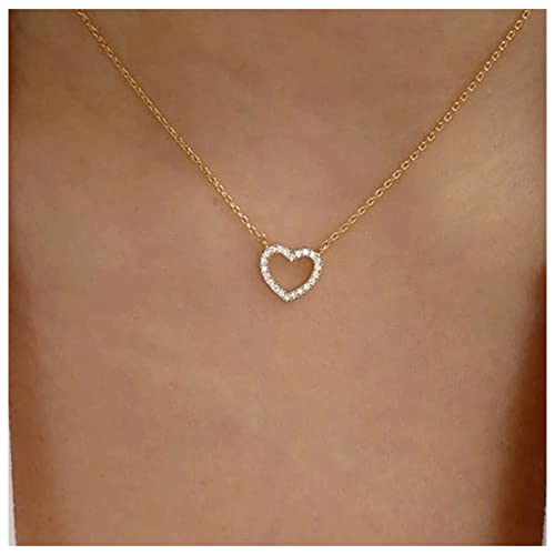 Cimenexe Böhmischen Kristall Herz Anhänger Halskette Gold Cz Hohlen Herz Choker Halskette Gepflastert Cz Herz Halskette Strass Liebe Herz Charme Halskette Schmuck Für Frauen Und Mädchen Geschenke von Cimenexe