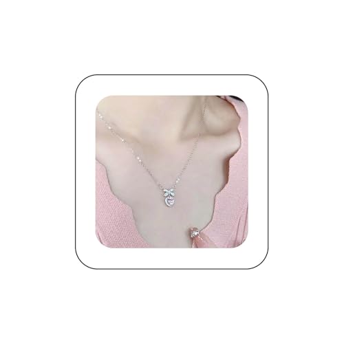 Cimenexe Böhmischen Kristall Herz Choker Halskette Silber Cz Gepflastert Fliege Anhänger Halskette Rosa Kristall Herz Kragen Halskette Strass Herz Bogen Kette Halskette Schmuck Für Frauen Geschenke von Cimenexe