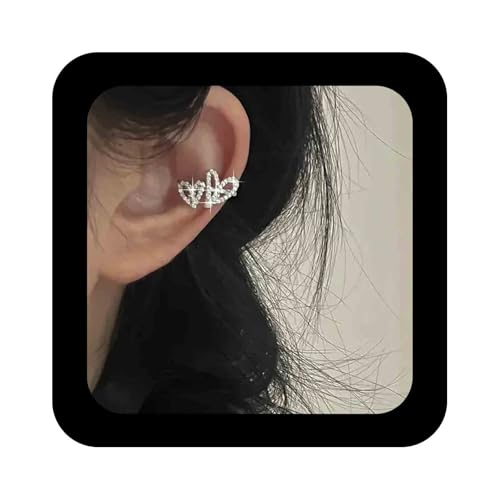 Cimenexe Böhmischen Kristall Herz Manschette Ohrring Silber Cz Gepflastert Herzen Knorpel Ohrringe Strass Herzen Kein Piercing Ohrringe Hohlen Doppelherz Knorpel Manschette Ohrring Schmuck Für Frauen von Cimenexe