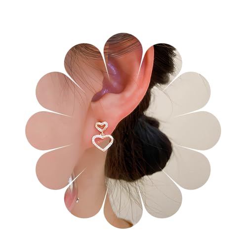 Cimenexe Böhmischen Kristall Herz Ohrringe Baumeln Gold Cz Herz Ohrringe Hohlen Strass Herz Ohrringe Doppelte Liebe Herz Ohrstecker Schmuck Für Frauen Und Mädchen Geschenke von Cimenexe