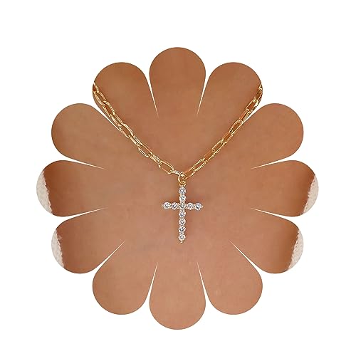 Cimenexe Böhmischen Kristall Kreuz Choker Halskette Gold Cz Kreuz Anhänger Halskette Strass Gepflastert Kruzifix Halskette Büroklammer Link Kette Halskette Schmuck Für Frauen Und Mädchen Geschenke von Cimenexe