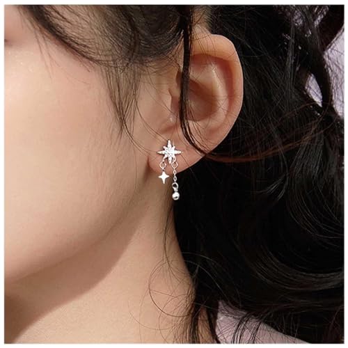 Cimenexe Böhmischen Kristall Northstar Ohrstecker Silber Cz Stern Kette Ohrringe Winzige Cz Kreuz Baumeln Ohrringe Asymmetrische Strass Stern Ohrringe Schmuck Für Frauen Und Mädchen von Cimenexe