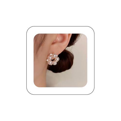 Cimenexe Böhmischen Kristall Perle Ohrstecker Ohrringe Gold Perle Kreis Ohrringe Cz Perle Hohlen Reifen Ohrringe Minimalistischen Perle Kreis Reifen Ohrringe Schmuck Für Frauen von Cimenexe