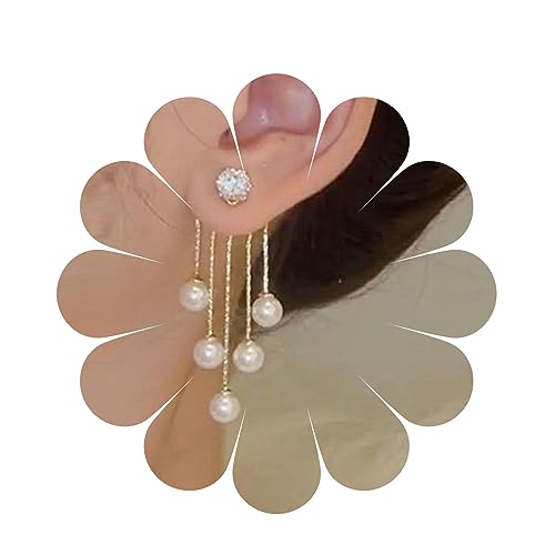 Cimenexe Böhmischen Kristall Perle Quaste Ohrringe Gold Perle Ohr Jacke Ohrringe Cz Punkt Perle Tropfen Ohrringe Strass Perle Kronleuchter Ohrringe Schmuck Für Frauen Und Mädchen Geschenke von Cimenexe