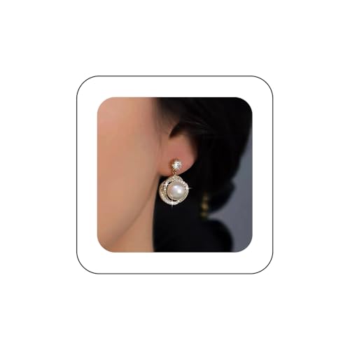 Cimenexe Böhmischen Kristall Perle Tropfen Ohrringe Gold Cz Kreis Ohrstecker Ohrringe Runde Perle Baumeln Ohrringe Minimalistischen Strass Perle Reif Ohrringe Schmuck Für Frauen von Cimenexe