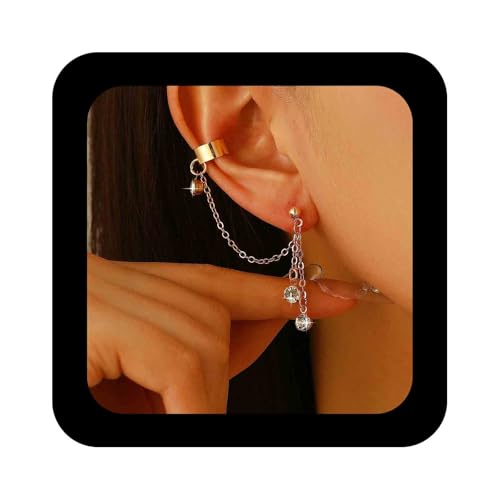 Cimenexe Böhmischen Kristall Quaste Baumeln Ohrringe Gold Quaste Kette Tropfen Ohrring Cz Kreis Knorpel Manschette Ohrring Strass Kette Manschette Ohrringe Schmuck Für Frauen von Cimenexe