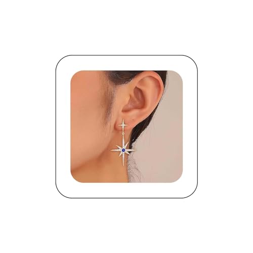 Cimenexe Böhmischen Kristall Saphir Stern Baumeln Ohrringe Gold Cz Starburst Tropfen Ohrringe Cz Gepflastert Norden Stern Ohrringe Blau Strass Stern Ohrringe Schmuck Für Frauen Und Mädchen Geschenke von Cimenexe