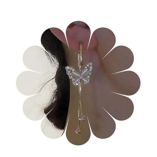 Cimenexe Böhmischen Kristall Schmetterling Quaste Baumeln Ohrringe Gold Mondstein Schmetterling Tropfen Ohrringe Lange Cz Schmetterling Ohrringe Strass Quaste Kette Ohrringe Schmuck Für Frauen von Cimenexe