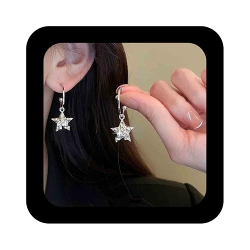 Cimenexe Böhmischen Kristall Stern Baumeln Ohrringe Funkelnden Cz Sterne Tropfen Ohrring Minimalistischen Sterne C Hoop Ohrring Silber Strass Stern Kreis Hoop Ohrringe Schmuck Für Frauen von Cimenexe