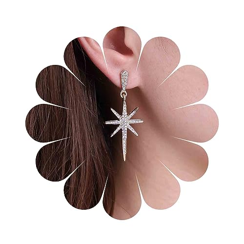 Cimenexe Böhmischen Kristall Stern Baumeln Ohrringe Gold Cz Nordstern Ohrringe Große Cz Gepflastert Starburst Ohrringe Strass Stern Tropfen Ohrringe Schmuck Für Frauen Und Mädchen von Cimenexe