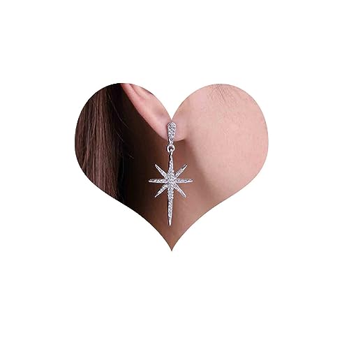 Cimenexe Böhmischen Kristall Stern Baumeln Ohrringe Silber Cz Nordstern Ohrringe Große Cz Gepflastert Starburst Ohrringe Strass Stern Tropfen Ohrringe Schmuck Für Frauen Und Mädchen von Cimenexe