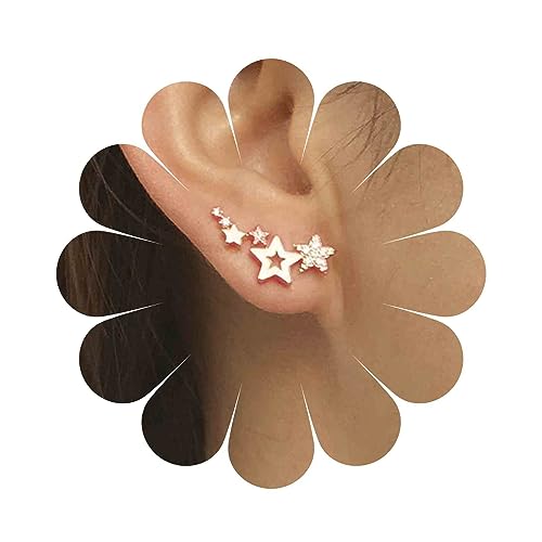 Cimenexe Böhmischen Kristall Stern Kletterer Ohrstecker Ohrringe Gold Cz Hohlen Stern Crawler Ohrringe Winzigen Stern Ohr Kletterer Ohrring Retro Strass Stern Ohrringe Schmuck Für Frauen Und Mädchen von Cimenexe