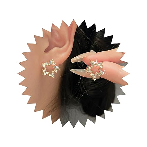 Cimenexe Böhmischen Kristall Stern Ohrstecker Ohrringe Gold Hohle Blume Ohrringe Winzige Cz Gepflastert Stern Ohrringe Minimalistischen Strass Ausschnitt Stern Ohrringe Schmuck Für Frauen Und von Cimenexe